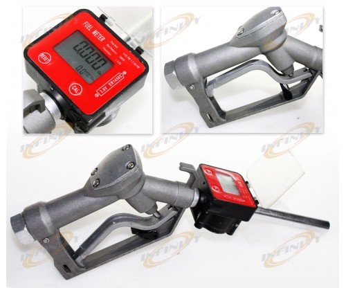 Fuel Gasoline Diesel Petrol Oil Gun Manual Nozzle Dispenser w/Digital Flow Meter